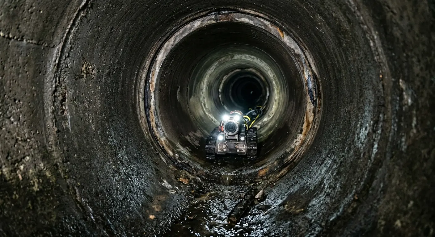 Robotic sewer camera inspecting pipe interior for Sewer Line Repair in New Baltimore
